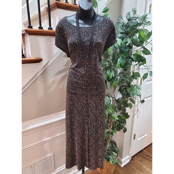 JM Collection Women Black Nylon Short Sleeve Blouse & Long Skirt 2 Pc's Suit XL - Picture 1 of 12